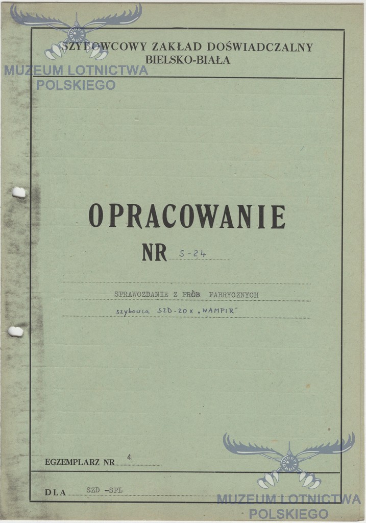 Strona tytułowa · opracowanie S-24 — skan Muzeum Lotnictwa Polskiego